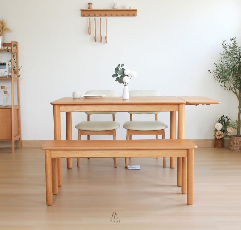 โต๊ะทานข้าวไม้ยางพาราแท้ 4 ที่นั่ง MAAI DESIGN  รุ่น HOZOKU TABLE สีโอ๊ค_1